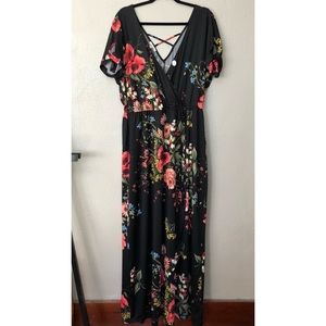 Maurices black floral maxi dress